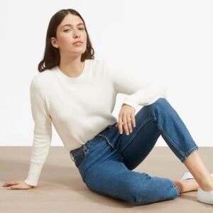 Everlane The Soft Cotton Crew Sweater Size Small Color Bone
